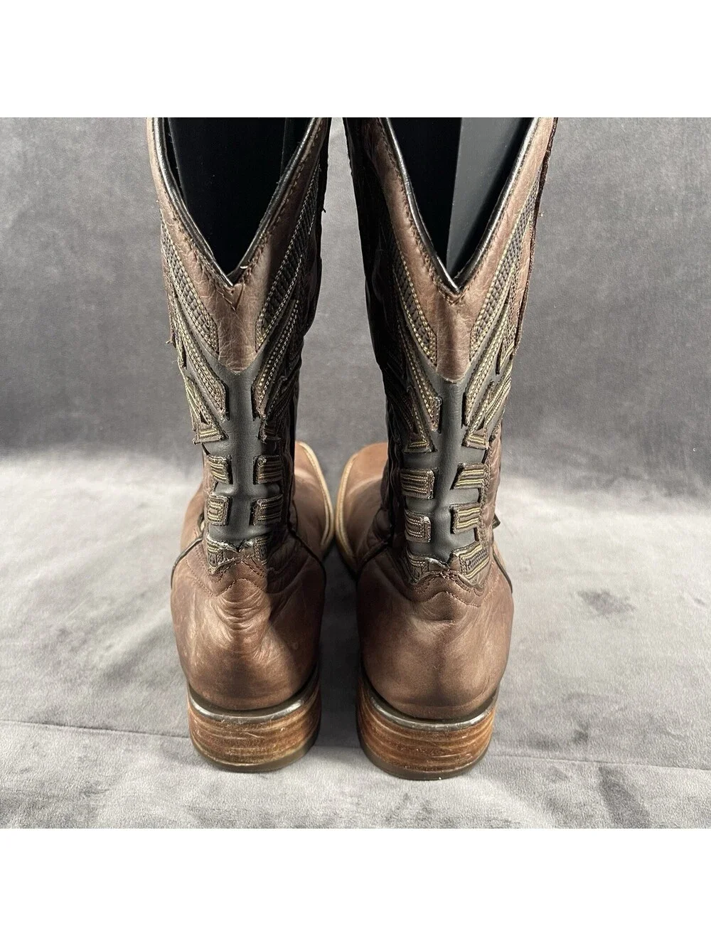 Texas Country Men’s Brown Leather Western Cowboy Boots USA Size 7 D Square Toe